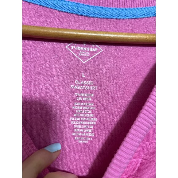S. Johns Bay Pink Quilted Long Sleeve Classic Sweatshirt L - Picture 2 of 2